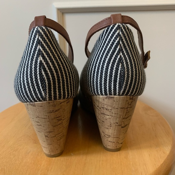 Blue & White Striped Wedge Shoe - Picture 3 of 5
